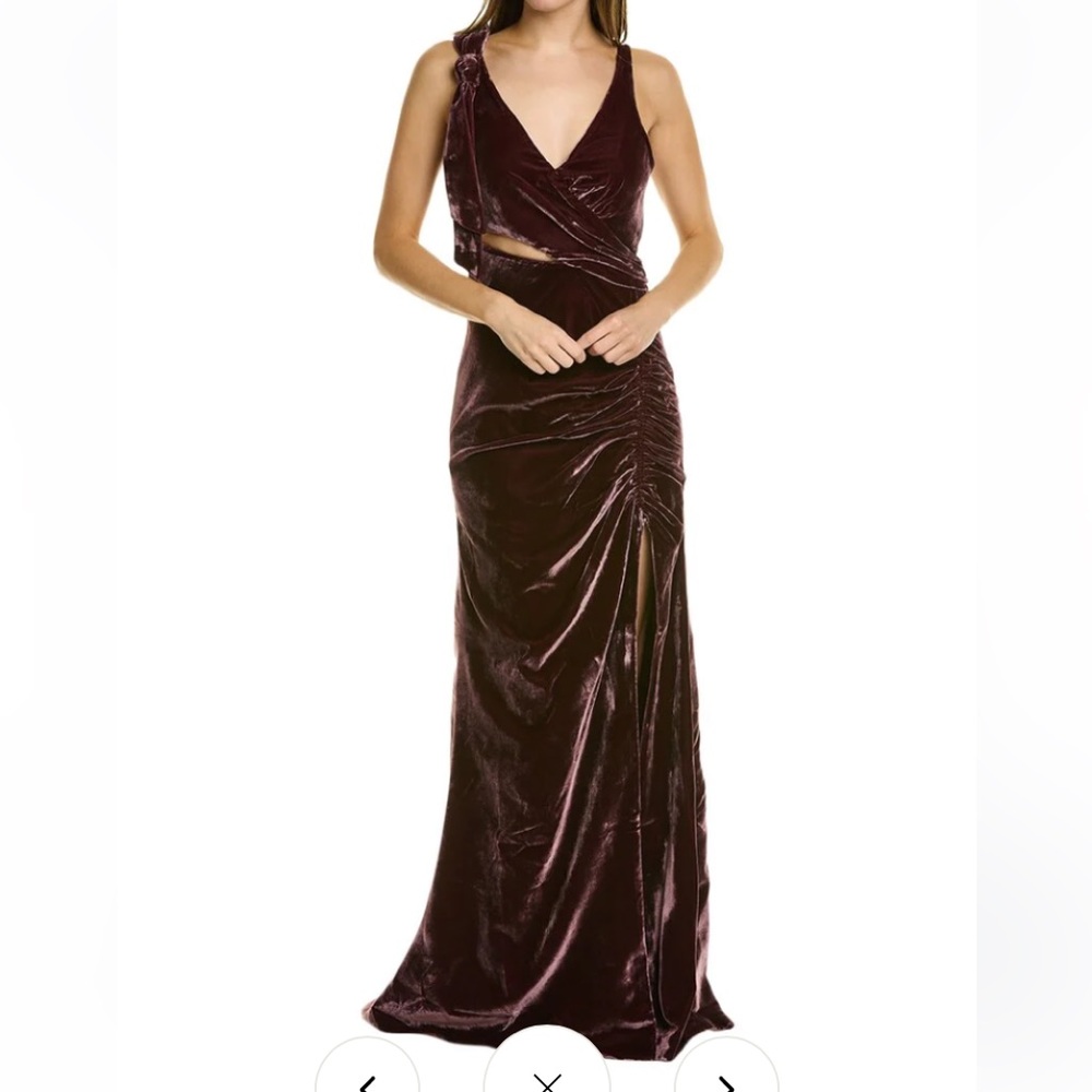 CINQ À SEPT $725 GENEVIVE SILK-BLEND GOWN Plum ROSE VELVET SIZE 6 Nordstrom
